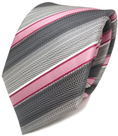 TigerTie Designer Seidenkrawatte in gestreift - Clubstreifen - Krawattenbreite 8 cm