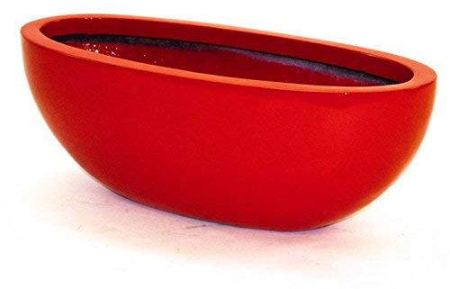 Elegant Einrichten Pflanzschale Fiberglas oval 51x23xH18cm Hochglanz rot.