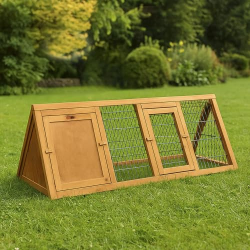 Pet Vida Rabbit Hutch Triangle | Wooden | Space-Saving Single Storey Pet Run | 51H x 109W x 49D cm | Easy Assembly | Indoor or Outdoor Home for Guinea Pig, Bunny, Quails