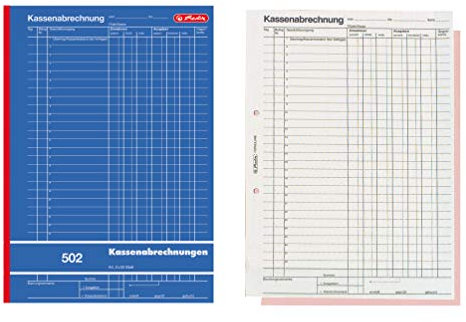 Herlitz 882415 Kassenabrechnungsbuch 502, Karton, A4, 2x50 Blatt blau (1)