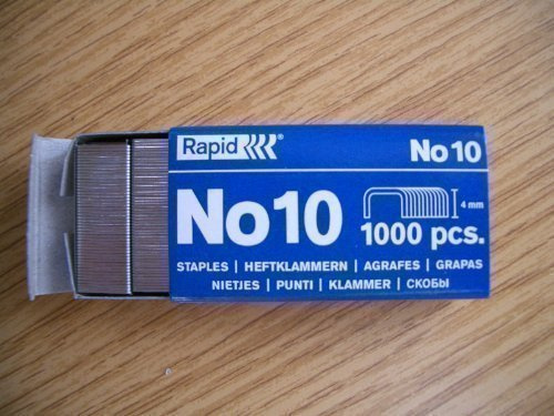 Rapid Number No. 10 (Fit Rexel Stapler) Staples x 1000 in Box 4mm x 9mm