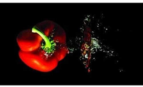 Planche a decouper en verre géante 52 x 30 cm motif poivron rouge sur fond noir code 22390495