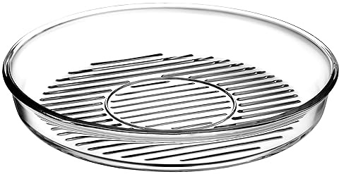 Pasabahce Borcam Grill - Fuente redonda de cristal para horno (apta para microondas, 32 cm)