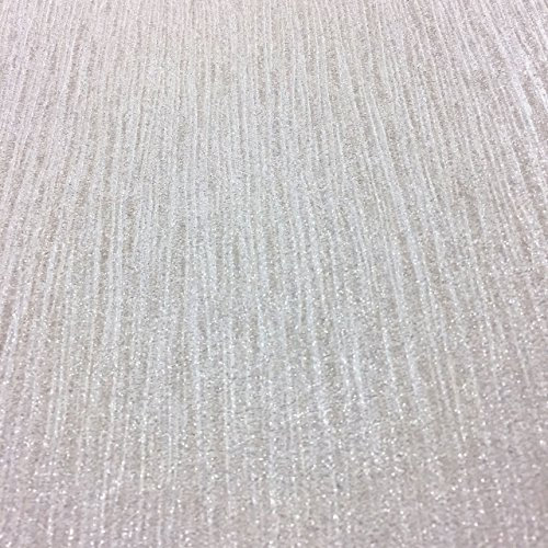 Debona Crystal Plain Pattern Textured Stripe Glitter Motif Vinyl Wallpaper (Ivory 9000)