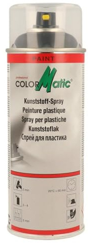 COLORMATIC 856600 Kunststoff-Spray Schwarz Seidenmatt 400 ml - Lack | Professionelle Breitstrahlzerstäubung, schnelle Trocknung, gute Haftung auf Kunststoff, leichte Beilackierung