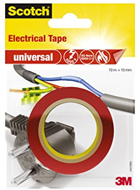 ScotchBlue 4401RED Isolierband universal, 15 mm x 10 m, 1 Stück, Rot