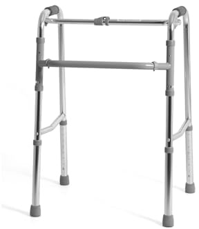 QUIRUMED - Andador Plegable para Ancianos | Aluminio Resistente | Altura Regulable 76-85 cm | Soporta 75 kg | Ligero y Fácil de Transportar, Gris, Aluminio