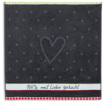 KRACHT, Geschirrtuch Frottier, 100% Liebe, 50/50 cm, 100% Baumwolle