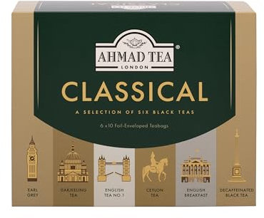 Ahmad Tea London Classical, Coffret Sélection de 60 Sachets de thés Classiques, 120 g