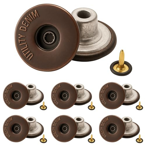 Trimming Shop Jeans Buttons 17mm Dark Bronze 10 Pcs Brass Durable Tack Back | Built To Be Sturdy And Long Lasting For Everyday Wear Perfect For Denim Jackets And Skirts Repairs