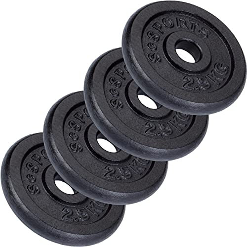 ScSPORTS® Hantelscheiben - Set, 2/4/5/10/15/20 kg, Ø 30/31 mm, Gusseisen - Gewichtsscheiben, Hantelscheiben-Set, Hantelgewichte, Fitness Scheiben, Gussscheiben, Gewichte (10 kg (4 x 2,5))