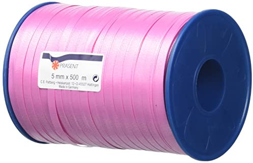 C.E. PATTBERG Nastro colore fucsia, rotolo nastro regalo, lungh. 500 m, largh. 5 mm, per decorare, abbellire pacchetti di Natale e pacchi regalo in ogni occasione