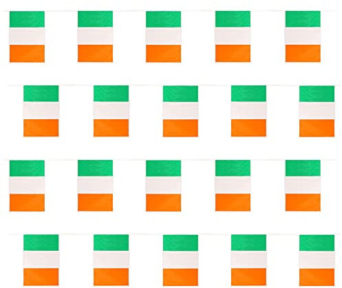 33 ft Wimpelkette 20 Länderflaggen Flaggen 10 Meter (Irische Flagge Flagge Größe 20 cm x 30 cm) Party Dekoration alle Wetter Wimpelkette ST PATRICKS DAY Irland Event Banner
