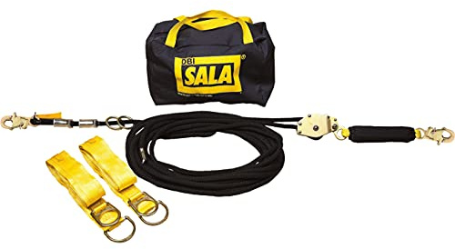 3M DBI-SALA 7600510 Sayline Synthetic Horizontal Lifeline System, 100' Kernmantle Rope with Tensioner, Energy Absorber, Two 6' Tie Off Adaptors, Carrying Bag, Black