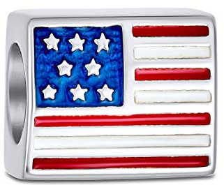 Bling Jewelry La Bande Rouge Blanche Bleue Étoile Du Drapeau Américain Patriotique Des Usa Pour Femmes Ados En Argent Sterling 925 Pour Bracelet Européen
