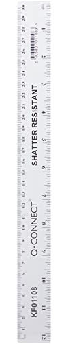 Q-Connect Ruler Shatterproof 300mm Clear (Inches on one side and cm/mm on the other)