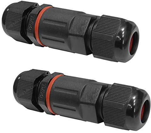2 Pack IP68 Outdoor Waterproof Cable Gland Connector Black Plastic Underground Cable Sleeve 3 Pole