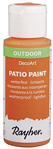 Rayher Hobby Rayher 38610208 Patio Paint, mandarine, Flasche 59 ml, wetterfeste Acrylfarbe für Den Außenbereich, lichtecht, Farbe für Innen und außen, Outdoor-Farbe