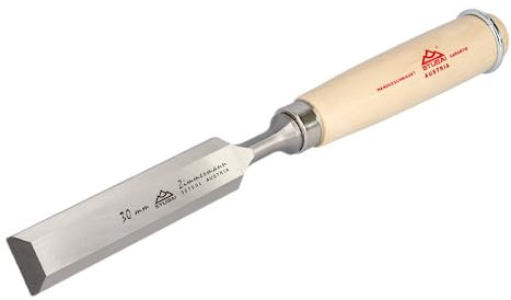 STUBAI Zimmermanns-Stemmeisen 40 mm | Extra starkes Stechbeitel mit langer Klinge | Weißbuchenholz-Griff mit Schlagring | Profi Stemmeisen für präzise Holzbearbeitung, Schreiner & Tischler
