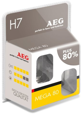 AEG Automotive 97267 Glühlampe Mega 80 H7, 55 W, 2-er Set
