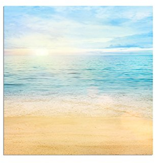 Paul Sinus Art 80x80cm - WANDBILD Strand Meer Sonnenuntergang abstrakt - Leinwandbild auf Keilrahmen modern stilvoll - Bilder und Dekoration