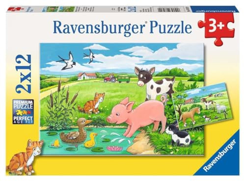 Ravensburger Puzzle Tierkinder auf dem Land - 2x12 Teile Puzzle ab 3 Jahre | 2x12 Teile Puzzle, Kinderpuzzle ab 3 Jahre, Ravensburger Qualität