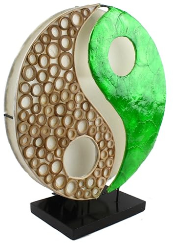Woru Deko-Leuchte YING YANG, rund, Natur-Material, 30 cm Durchmesser, Stimmungsleuchte, Farbe:grün