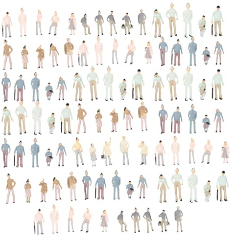 ZIJIA 100 figuras pintadas a escala 1:150 de calibre N para diseño de tren de construcción callejera, 0,8 cm x 0,4 cm