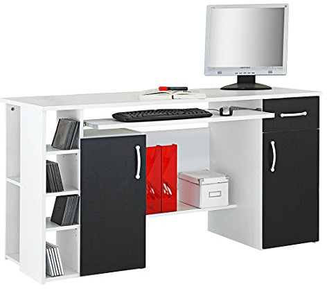 Computertisch / Schreibtisch / PC-Tisch in Weiß - Schwarz 4129