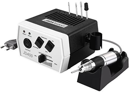 Nagelfräser elektrisch JSDA® JD 400, Profi 30000 U/Min, Set Nagelfeile Maniküre Pediküre Gelnägel, Fräser inkl 4 Aufsätzen, Acrylnägel, 4 Bits, Hornhautentferner, Privat &Studio