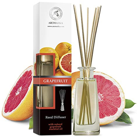 Raumduft Reed Diffuser Grapefruit 100ml - mit 8 Stäbchen- Intensiv & Langanhaltend Natürliche Raumdüfte - 0% Alkohol - fur Raum - Küche - Baden - Zuhause - Boutique - Spa - Fitnessclub - Aromatherapie