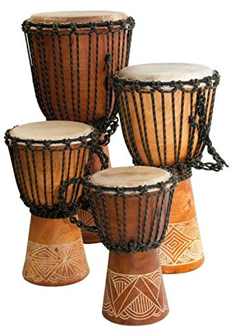 Terré Djembé Einsteiger Trommel Mahagoni Carved 30cm Ø 16-18 cm Muster Afrika Weltmusik Percussion