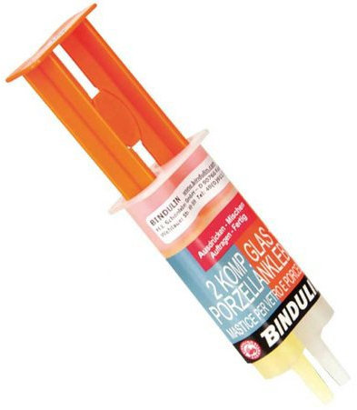 Glas- und Porzellankleber BINDULIN GP 28, 28 g, Säure-, laugenöl-, kältebeständig und spülmaschinenfest.
