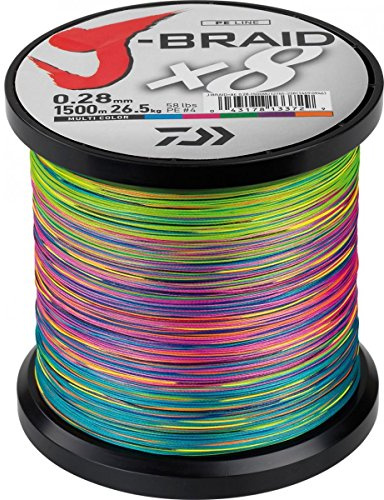 Daiwa J-Braid X8 0.16mm, 9,0kg/20,0lbs, 1500m multi colour - geflochtene Angelschnur