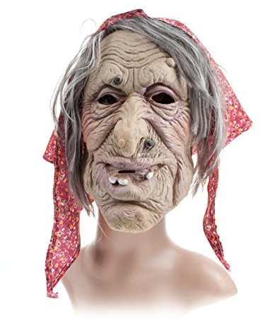 Walburgis Hexen Maske, Hexe mit Kopftuch und Haaren