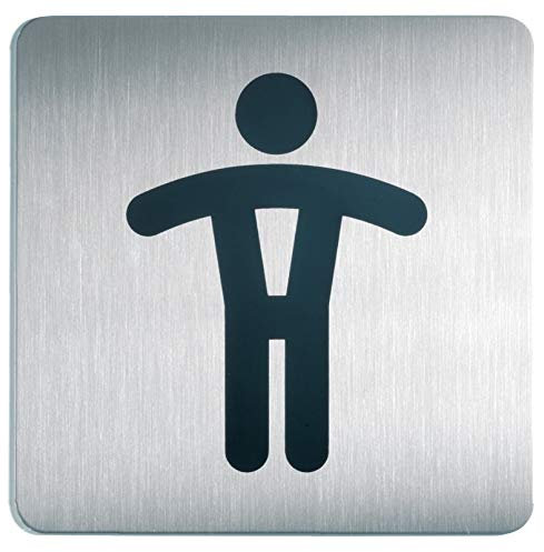 Durable 495423 Pictograma WC hombres, cuadrado, 150 x 150 mm, acero inoxidable