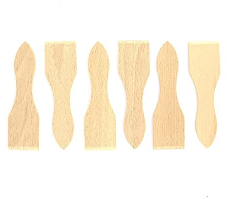 Fackelmann 8641650 Lot de 6 spatules à raclette, spatule pour poêlon par 6, spatule à raclette, spatule, Bois, 12,8 x 3,7 cm