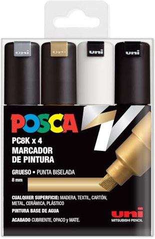 UNI Posca Set PC 8K GSWB, Packung mit 4 Filzstiften