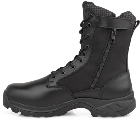 LUDEY Militärstiefel Herren Gemütlich Einsatzstiefel Kampfstiefel Wasserdichte Schwarze Tactical Boots Armeestiefel mit seitlichem YKK-Reißverschluss Modell-928-44EU
