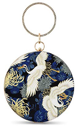 zebrum Pochette da sera da donna, borsa da sera, borsetta da sera, pochette da donna per feste e matrimoni, Blue-grande Rotondo