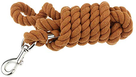 Inzopo Premium Pferdeleine, Baumwollseile, geflochten, Zügel, 2,5 m, Braun