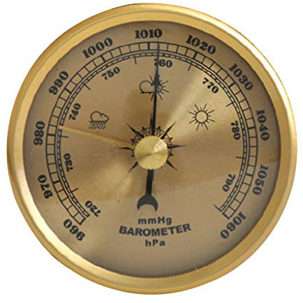 SHOTAY Household Barometer Pressure Gauge Weather Station Metal Wall Hanging Atmospheric Multifunction Thermometer Hygrometer Indoor Use Brass