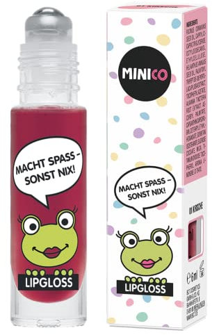 MINICO Premium Lipgloss Roll-On für Mädchen Kirsche Aroma, natürliche Inhaltsstoffe, sehr gut verträglich, speziell für Kinder, naturbasiert Farbstoffen, dermatologisch getestet