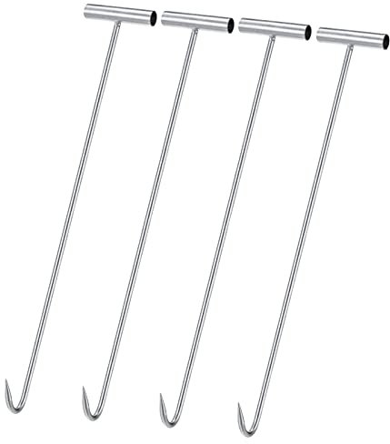 sourcing map 23pouce T-Poignée Viande Désossage Crochet Inox Acier T crochet pour Cuisine Boucher Magasin Restaurant 4Pcs