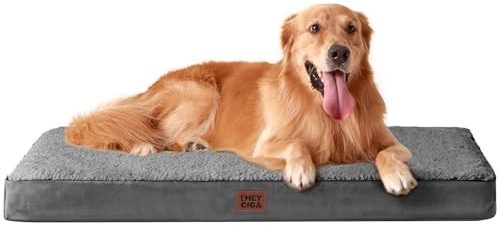EHEYCIGA Orthopedic Dog Beds Large Mattress with Removable Washable Cover for Crate, Grey, 91x68x9cm
