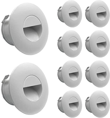 LIGHTWORLD24 LED Stufenlicht Treppenbeleuchtung Weiß 2W 10er SET | Wandleuchte, Für Unterputzdose, IP65 wasserdicht, Neutral-Weiß 180lm