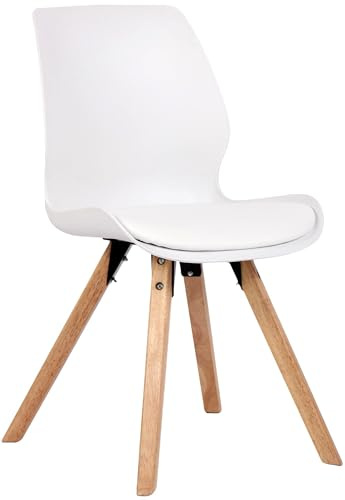 CLP Esszimmerstuhl gepolstert Luna, Moderner Küchenstuhl mit Rückenlehne, bis 136 kg belastbar, geeignet für Küche und Wohnzimmer | Farbe weiß Material Kunststoff