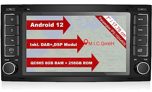 M.I.C. AVTO7-Ultra Android 13 Autoradio mit navi Qualcomm Snapdragon 665 8G+256G Ersatz für VW T5 multivan Touareg mit RNS 2: SIM DAB Plus Bluetooth 5.0 WiFi 2din 7 IPS Panzerglas Bildschirm USB