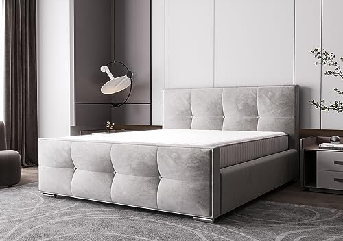 Verona Idee Polsterbett Roma 5 Farben mit Lattenrost 3 Größen 120 140 oder 160 Komfort Bettkasten Grau 160cm X 200cm