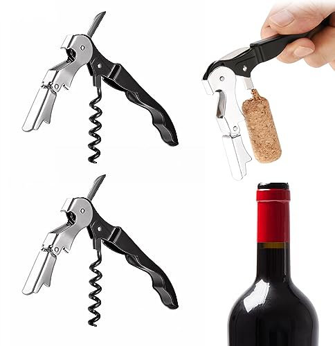 GVSAVY 2 Pack Corkscrew, Corkscrew for Wine Bottle, 3 in 1 Multi-Function, Stainless Steel Corkscrew, Screw Corkscrew, Suitable for Red Wine, Champagne, Beer